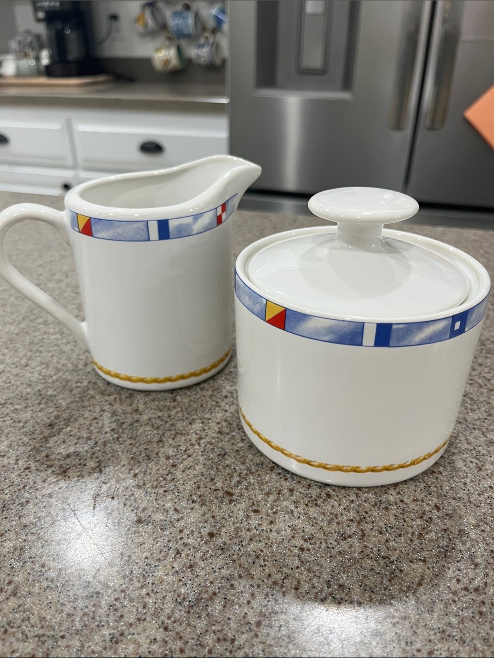 Regatta Fritz and Floyd Habitat Americana Cream & Sugar Set Stoneware Nautical